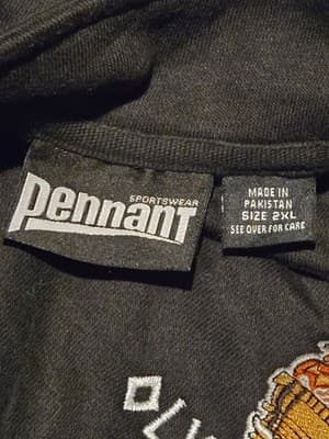 Pennant Sweatshirt Mens 2XL Black Marathon Olympians 1/4 Zip Embroidered Logo - Thumbnail 2