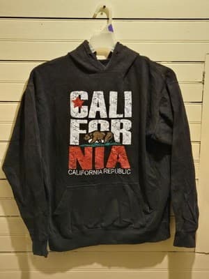 DBA Hoodie Mens M Black California Republic Graphic Pullover Sweatshirt Fleece - Image 1