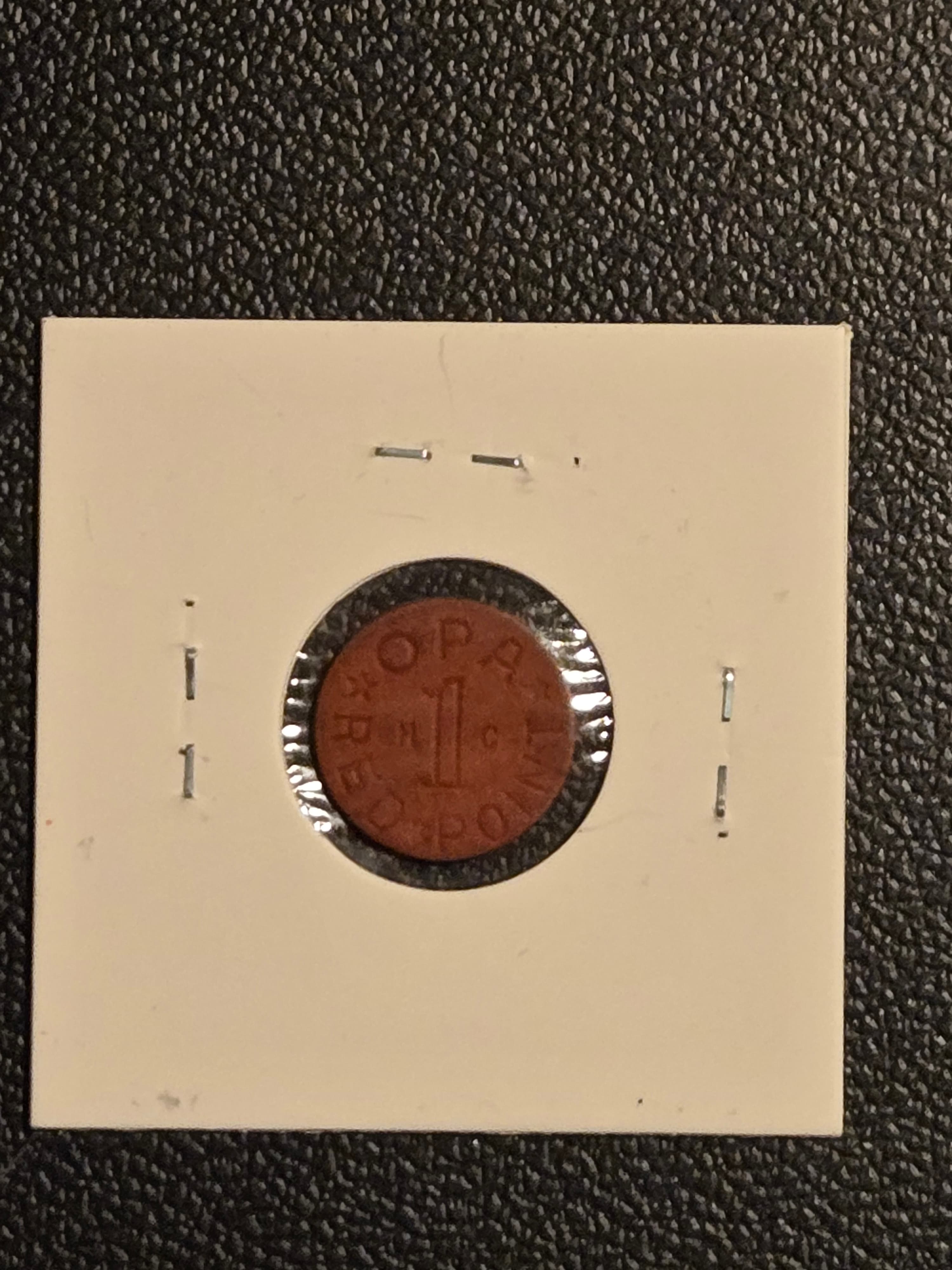 WWII OPA Red Point 1 Ration Token Letter HC Meat Fats Home Front History - Thumbnail 2