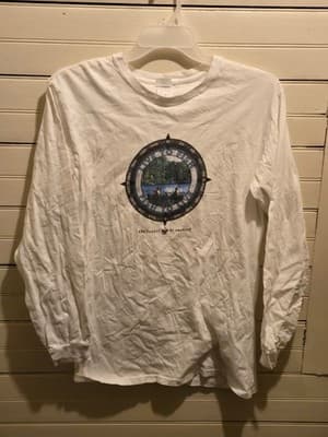 Authentic Pigment Shirt Mens M White Long Sleeve Live To Fish Boy Scouts - Image 1