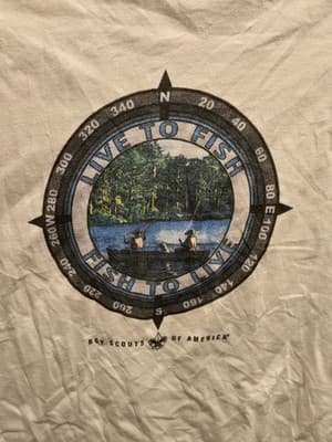 Authentic Pigment Shirt Mens M White Long Sleeve Live To Fish Boy Scouts - Thumbnail 3