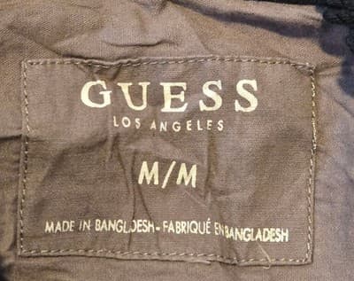 GUESS Shirt Mens M Black Long Sleeve Snap Button Casual Logo Shirt Chest Pockets - Thumbnail 2