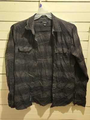 Roark Shirt Mens S Classic Fit Long Sleeve Button Snap Dark Grey Pattern Casual - Image 1