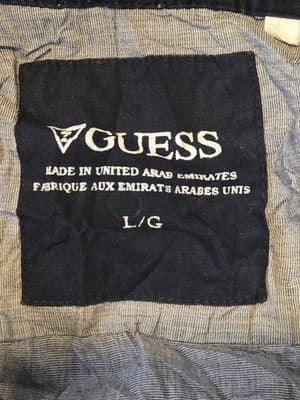 Guess Button Up Shirt Mens L Long Sleeve Chest Pocket Light Gray Utility Casual - Thumbnail 3