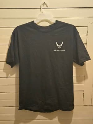 U.S. Air Force Shirt Mens Large Black Short Sleeve Military Logo Front Back - Image 1