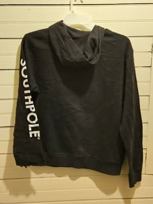 Southpole Hoodie Mens L NASA Patch Black Pullover Kangaroo Distressed Cuffs Logo - Thumbnail 3