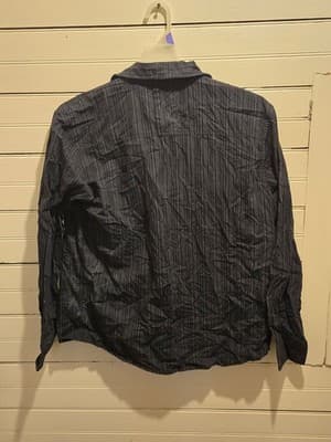 Micros Shirt Men's M Black Pinstripe Long Sleeve Snap Button Casual - Thumbnail 3