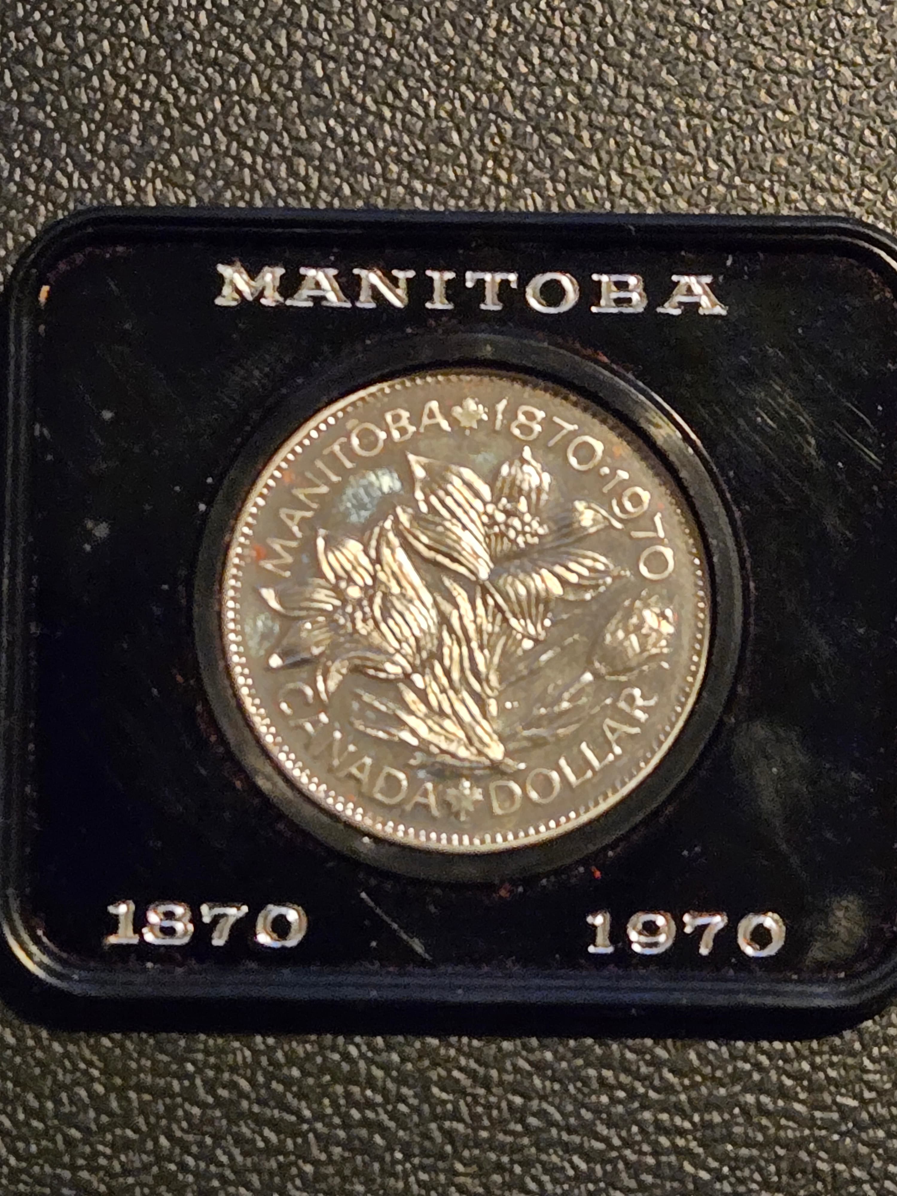 1970 Canada Manitoba Centennial Silver Dollar in Original Presentation Case - Image 1