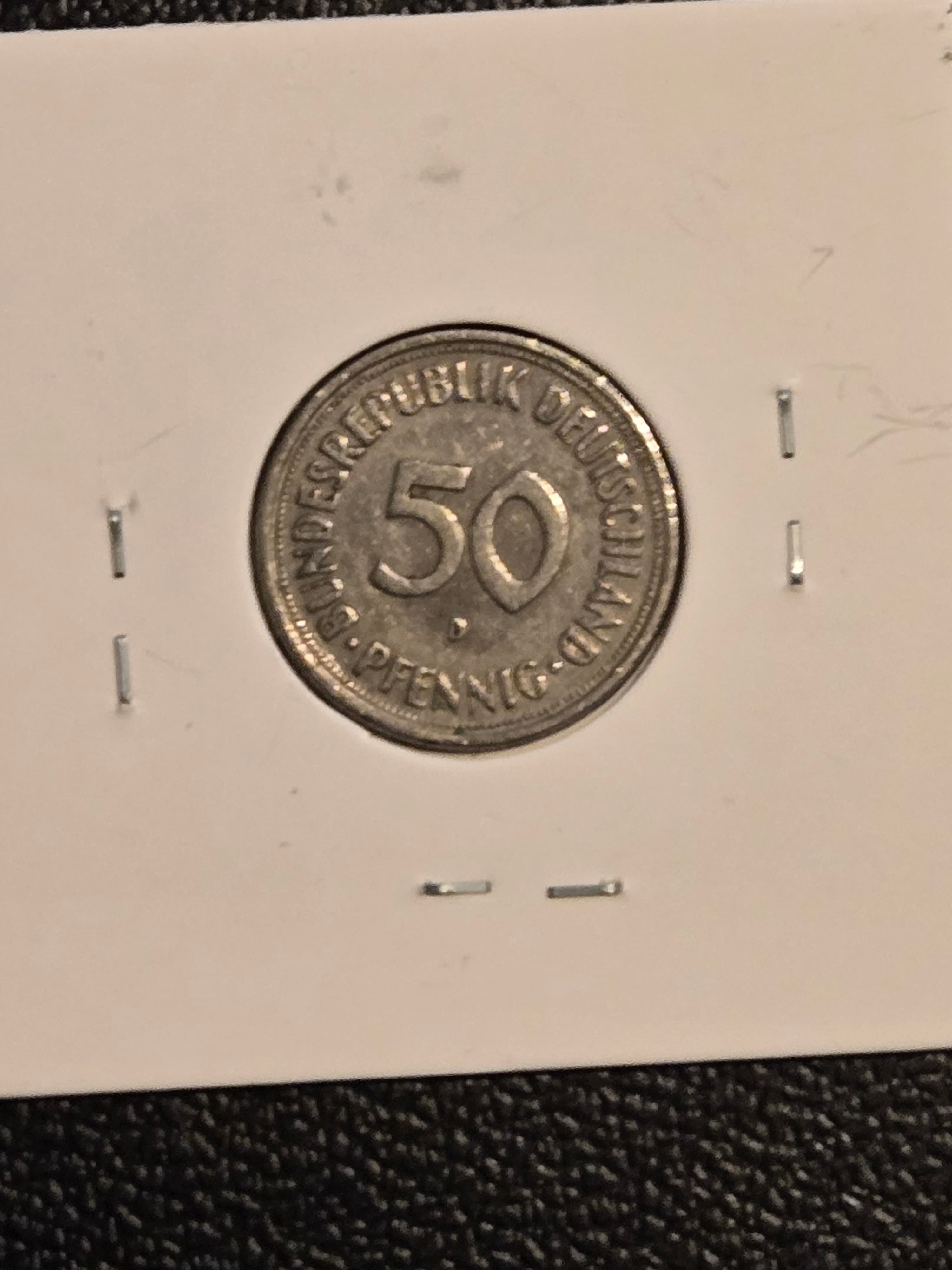 1950-D Germany 50 Pfennig Bundesrepublik Deutschland Kneeling Woman VF Coin - Thumbnail 2