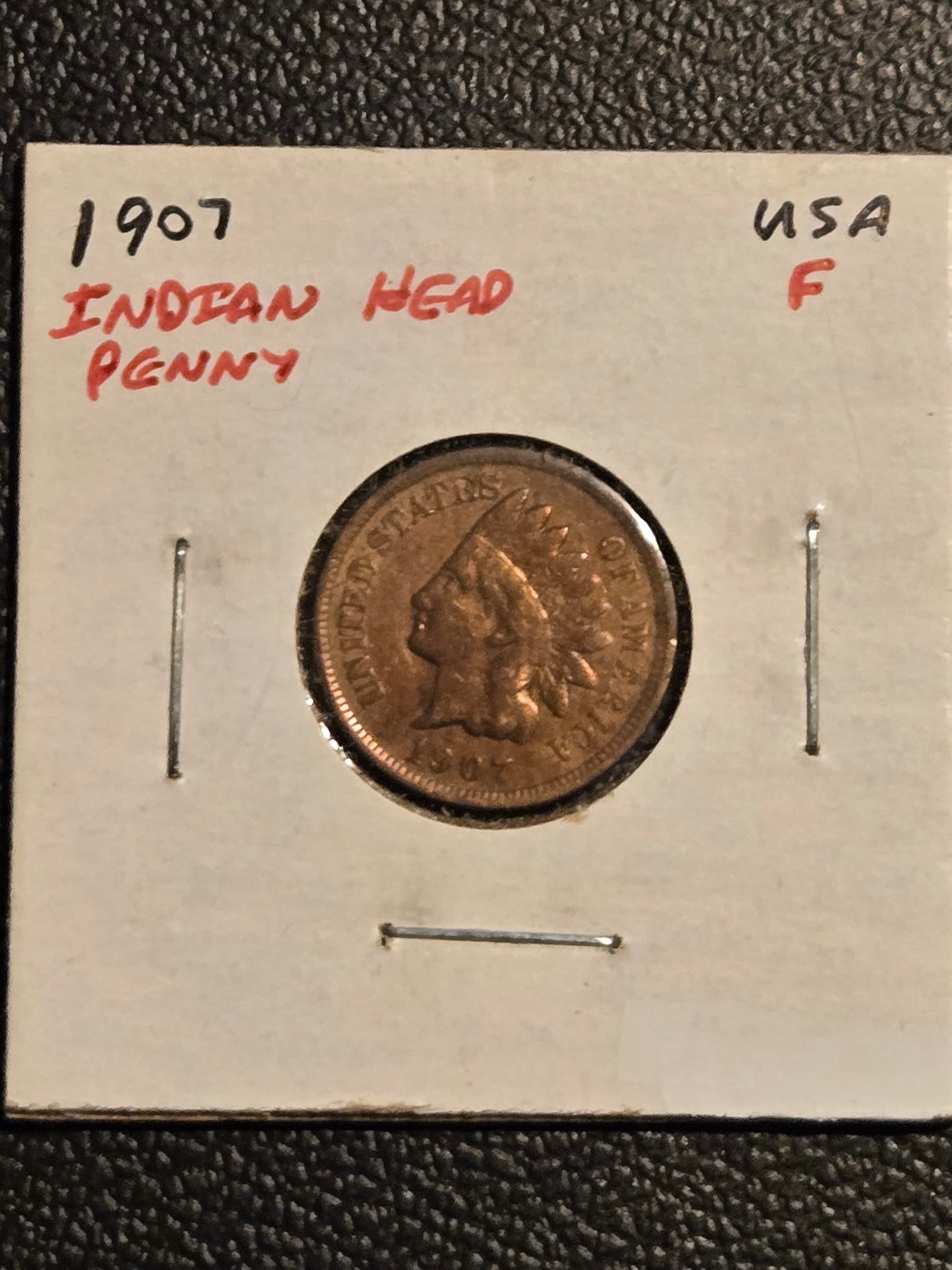 1907 Indian Head Penny - Fine Condition - US One Cent Coin - Image 1