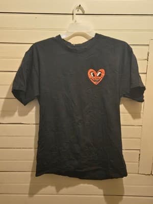 Keith Haring T-Shirt Mens L Black Heart Graphic Short Sleeve Cotton Back Print - Image 1