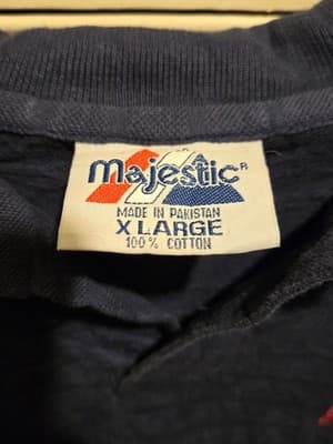 Majestic Polo Shirt Mens XL Atlanta Braves Navy 100% Cotton Vintage Embroidered - Thumbnail 2