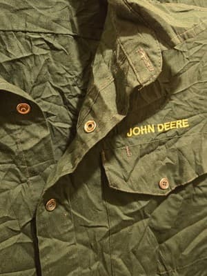Vintage John Deere Shirt Mens XL-XXL Green Long Sleeve Work Embroidered Utility - Thumbnail 3