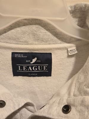League Sweatshirt Mens L Quinnipiac Pullover Snap Mock Neck White Fleece - Thumbnail 2