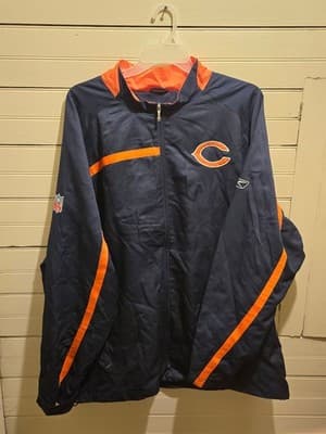 Reebok Jacket Mens 3XL Chicago Bears Navy Orange Team Apparel Windbreaker Zip - Image 1