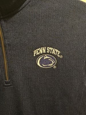 Champion Pullover Mens L Penn State Navy Quarter Zip Fleece Lined Sweater Logo - Thumbnail 3