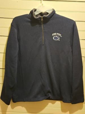 Champion Pullover Mens L Penn State Navy Quarter Zip Fleece Lined Sweater Logo - Image 1