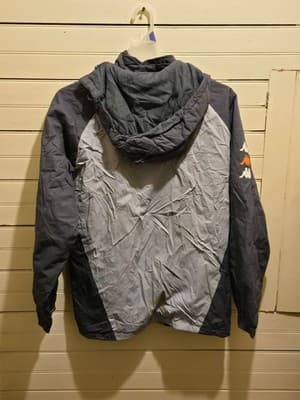 Kappa Large Jacket Men's XL Hooded Windbreaker Lightweight Gray Navy Full Zip - Thumbnail 3