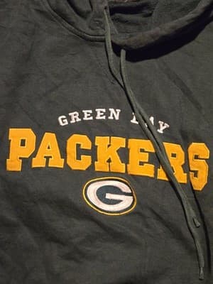 Green Bay Packers Hoodie Men's XL-XXL Pullover Sweatshirt Green Embroidered Logo - Thumbnail 3