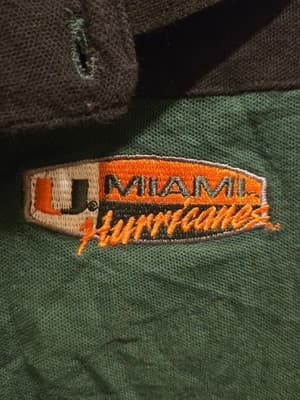 Red Oak Polo Shirt Mens M Miami Hurricanes Embroidered Green Black Short Sleeve - Thumbnail 4