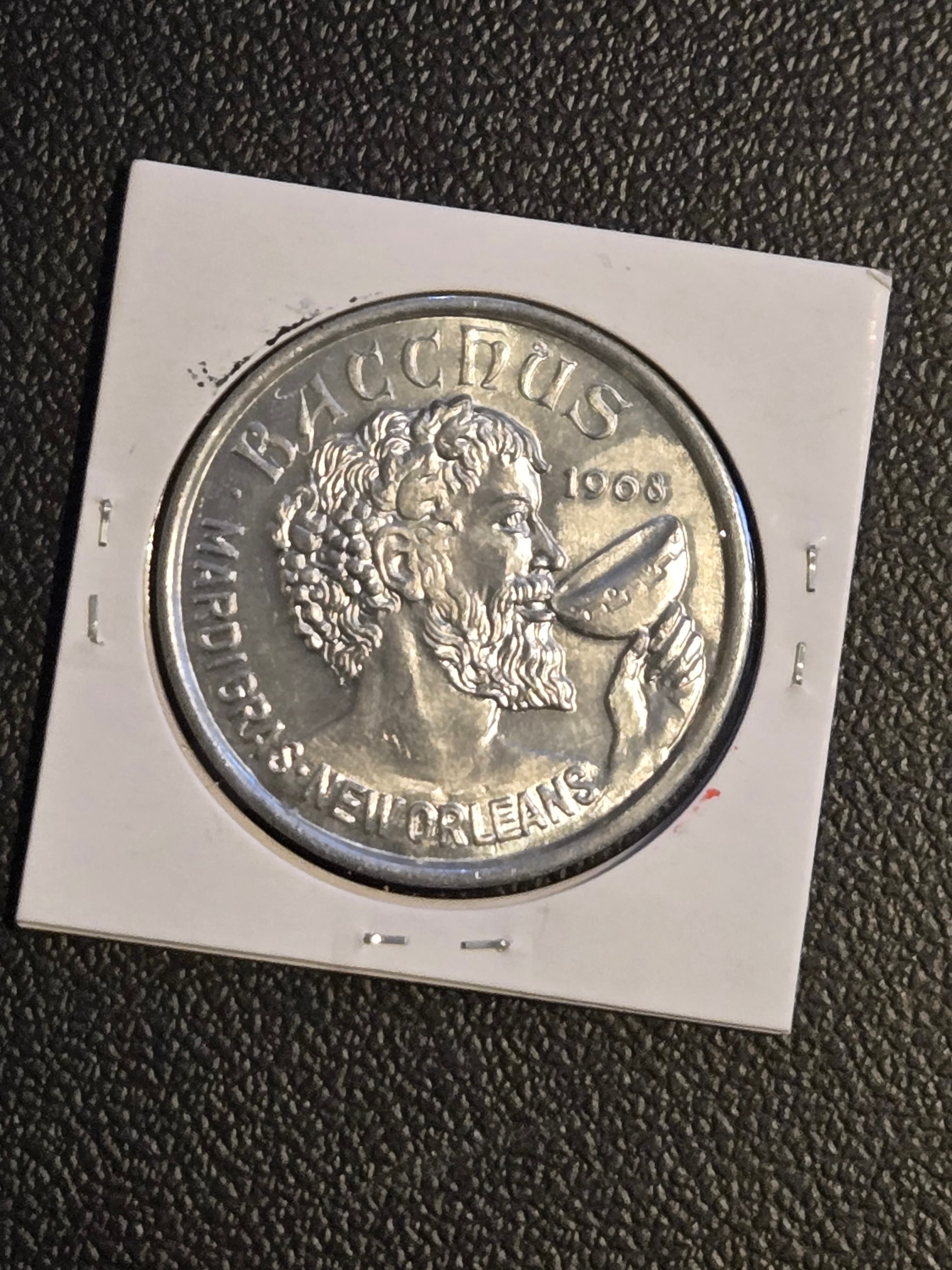 1970 Mardi Gras Doubloon Krewe of Bacchus New Orleans Remember When Aluminum - Thumbnail 2