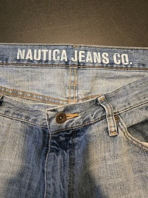 Nautica Jeans Mens 36 32 Light Wash Straight Leg Faded Casual Denim Relaxed Fit - Thumbnail 3