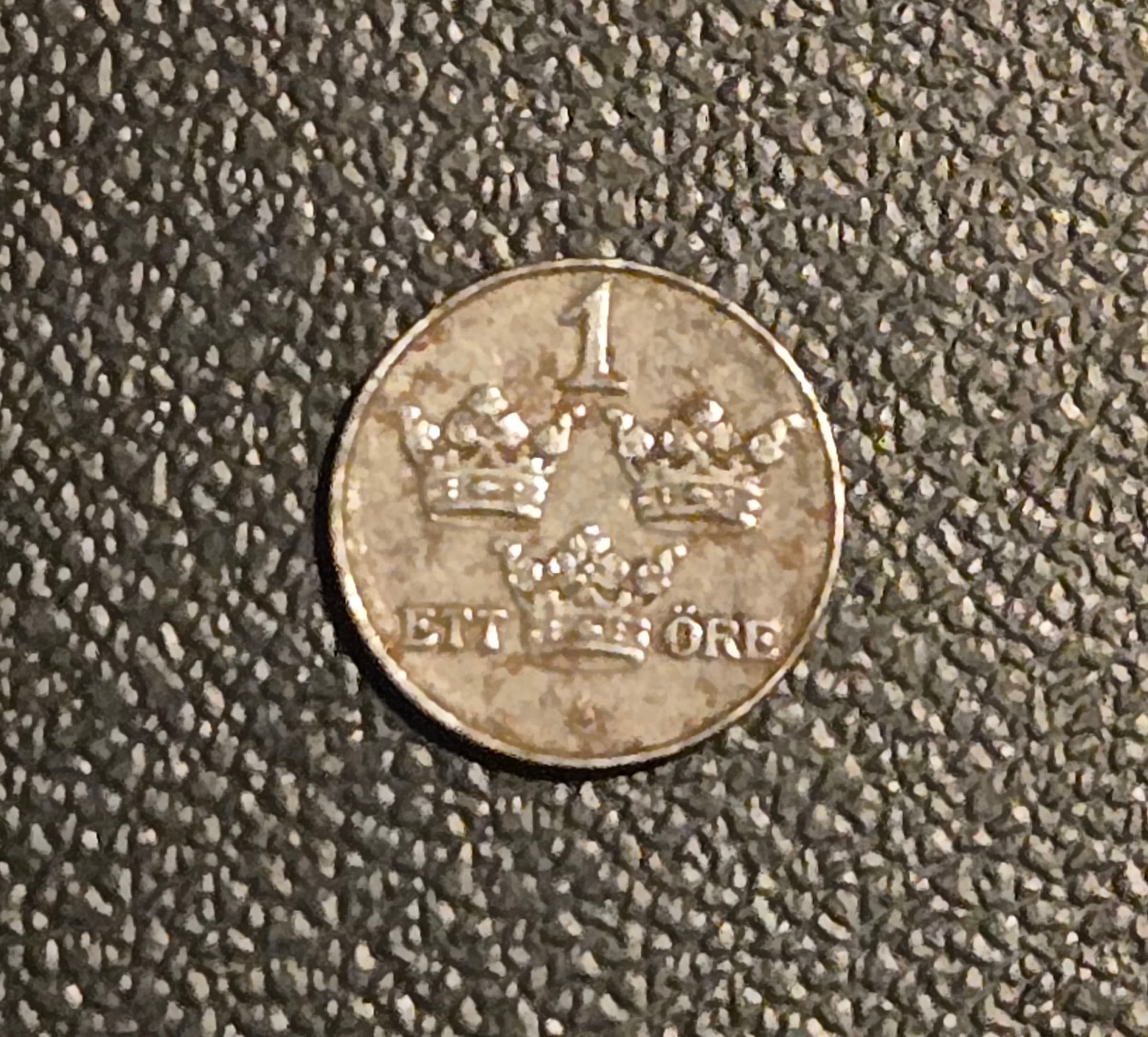 1919 Sweden 1 Ore Iron Coin Gustaf V WWI Era Swedish Currency Stockholm Mint - Thumbnail 2