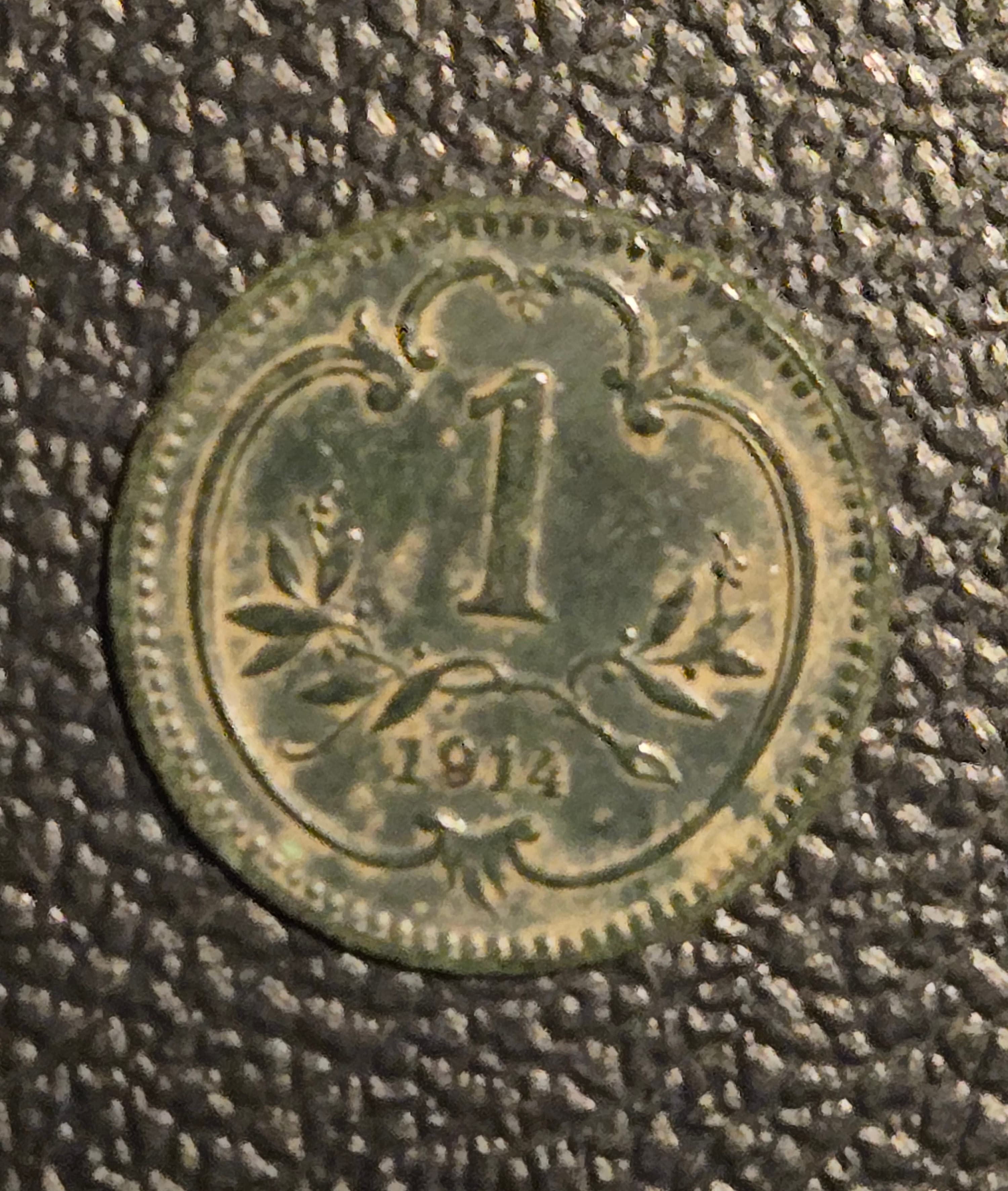 1914 Austria 1 Heller Austro-Hungarian Empire Bronze Coin - Franz Joseph I - Image 1