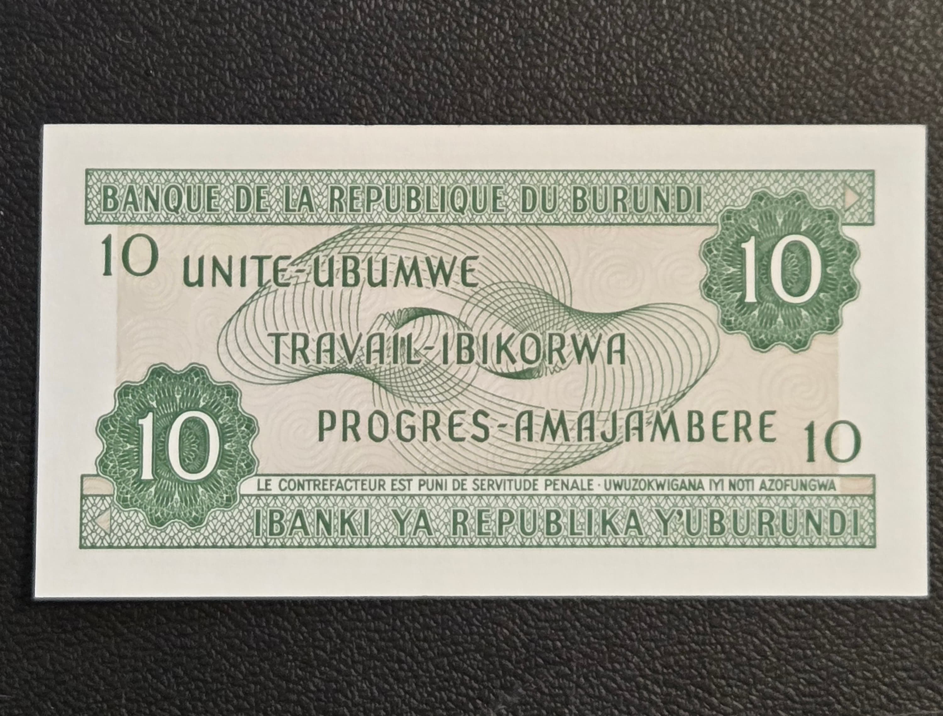 2007 Burundi 10 Francs Banknote UNC Uncirculated - P-38d African Currency - Thumbnail 2