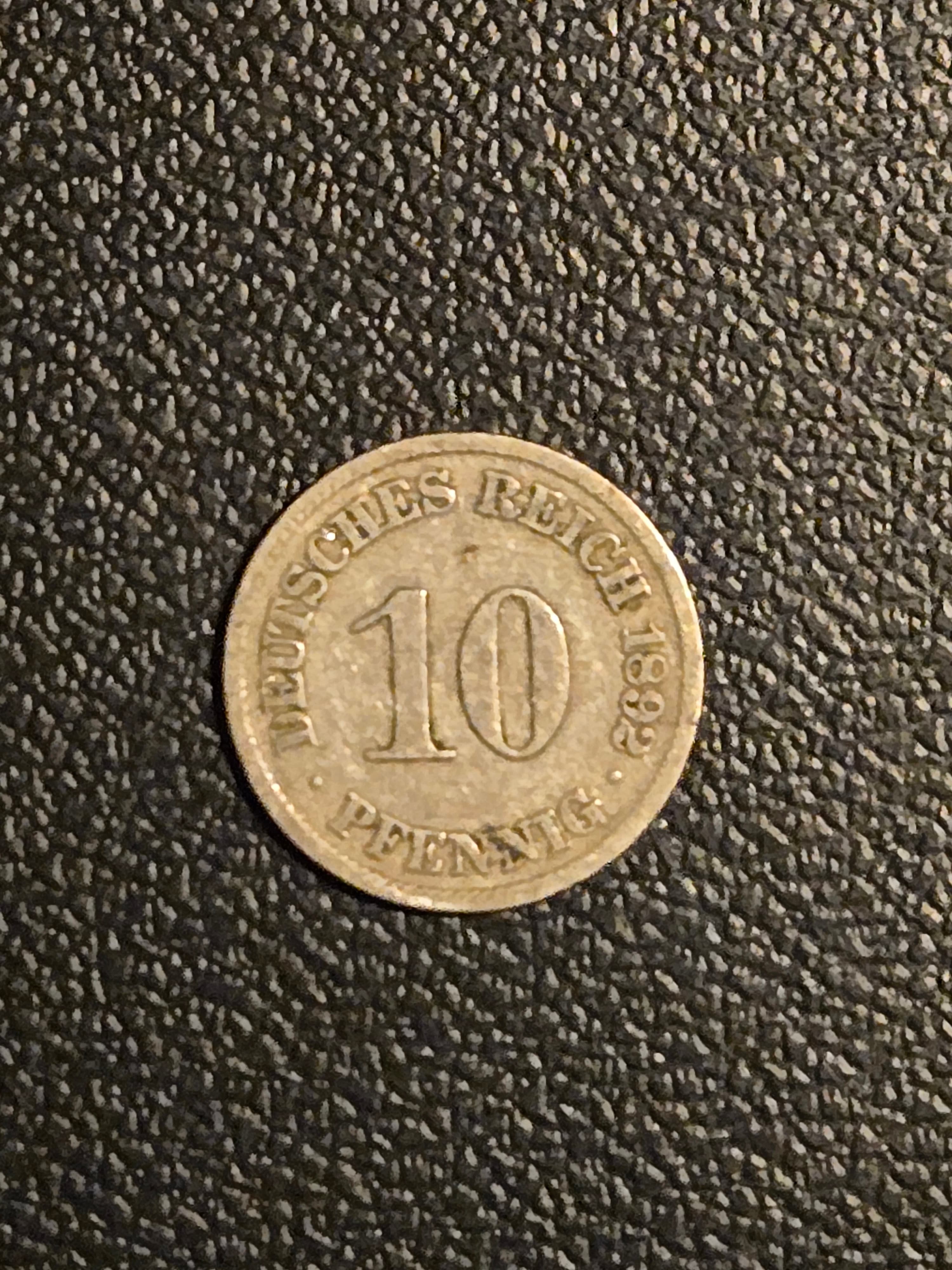 1892 A Germany 10 Pfennig - German Empire Kaiserreich Coin - Berlin Mint - Image 1