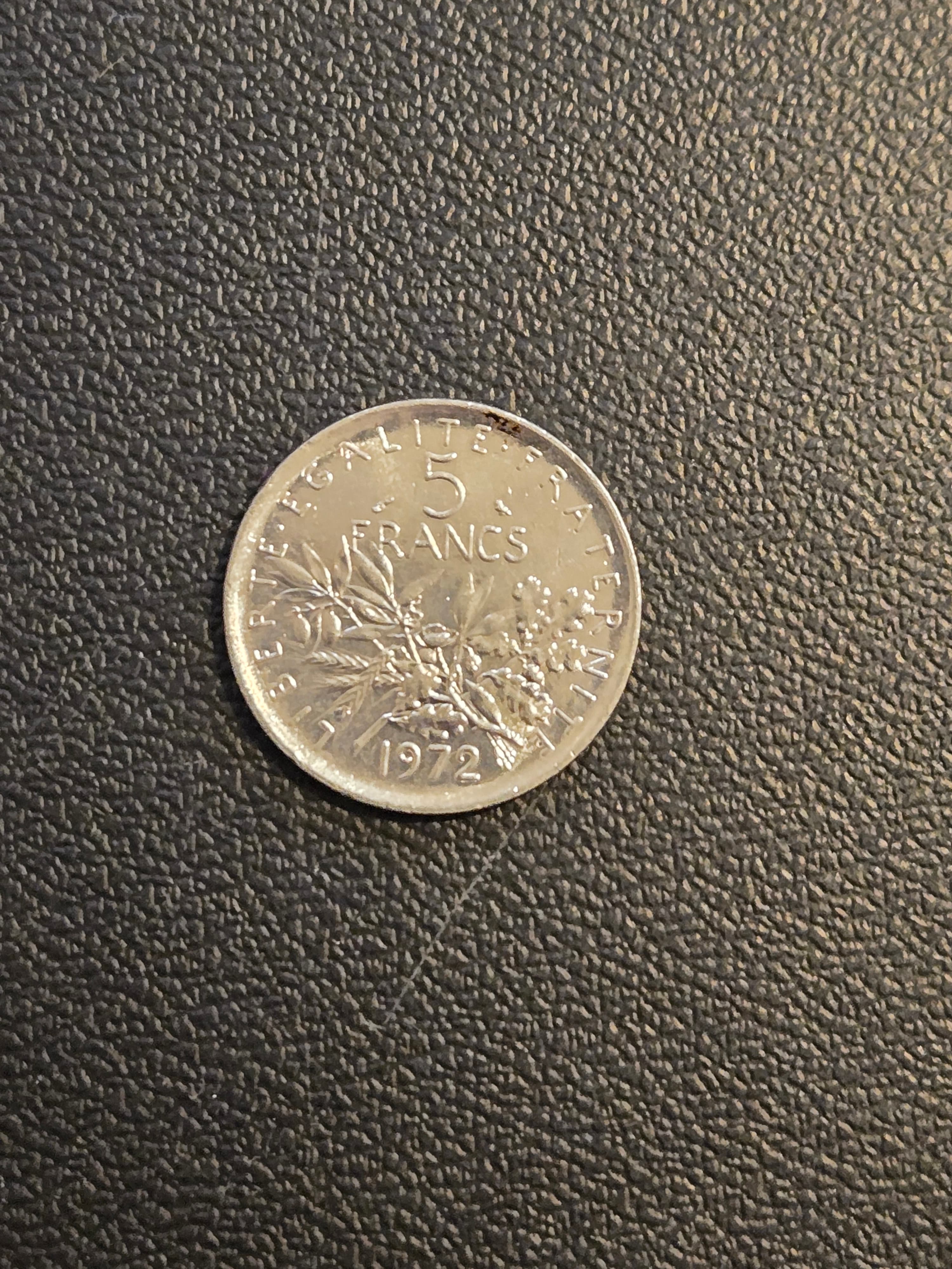 1972 France 5 Francs - Semeuse (The Sower) French Coin - SKU: 258 - Image 1