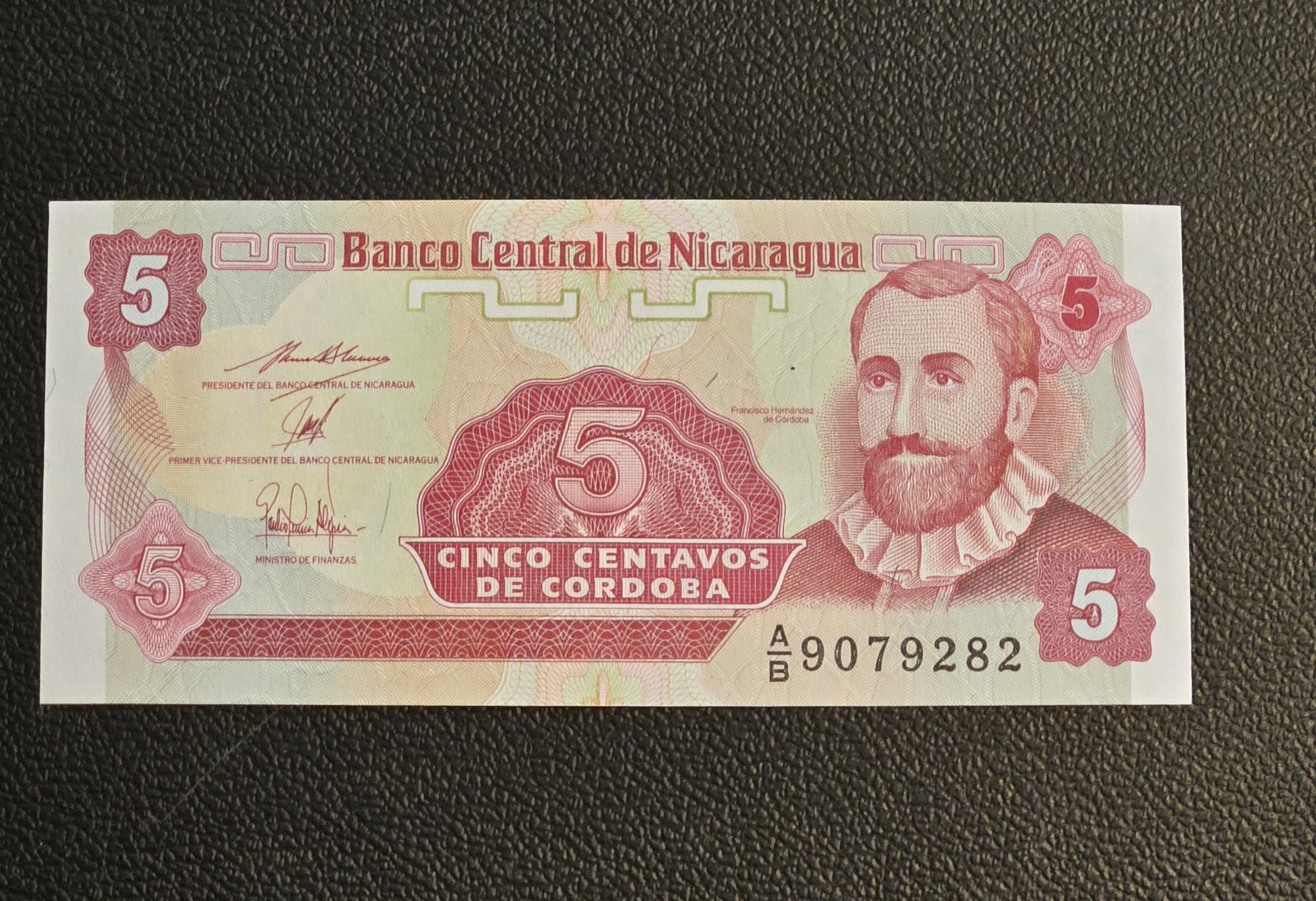 1991 Nicaragua 5 Centavos de Cordoba Banknote - UNC - Pick 168a - Hernandez - Image 1