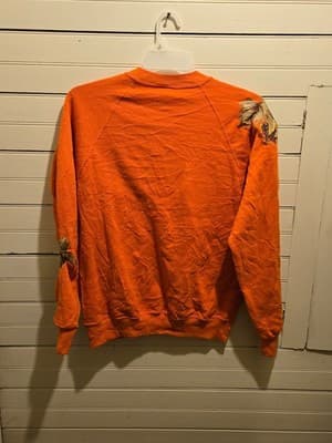 Jerzees Sweatshirt Mens L Orange Leaf Applique Made in USA Crewneck Pullover - Thumbnail 2