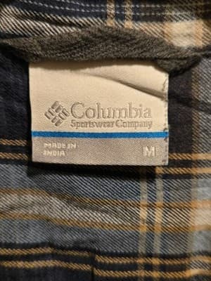 Columbia Shirt Mens M Blue Plaid Long Sleeve Button Up Flannel Casual Outdoor - Thumbnail 3