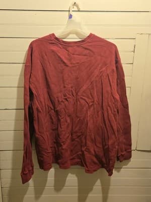 Eddie Bauer Henley Shirt Mens XL Waffle Thermal Long Sleeve Red Washed Casual - Thumbnail 3