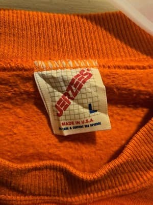 Jerzees Sweatshirt Mens L Orange Leaf Applique Made in USA Crewneck Pullover - Thumbnail 3