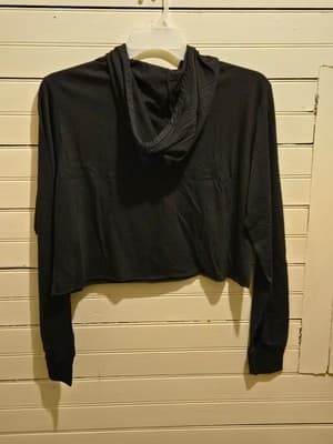 MAP Collection Hoodie Womens L Cropped Long Sleeve Black Pullover Drawstring - Thumbnail 3