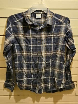 Columbia Shirt Mens M Blue Plaid Long Sleeve Button Up Flannel Casual Outdoor - Thumbnail 2