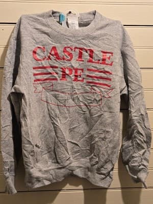 Port Company Sweatshirt Youth M Gray Castle PE Core Fleece Crewneck School Logo - Image 1