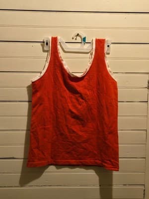 Women's Tank Top Red White Trim Sleeveless - No Tags - Ribbed Edge Pullover - Image 1