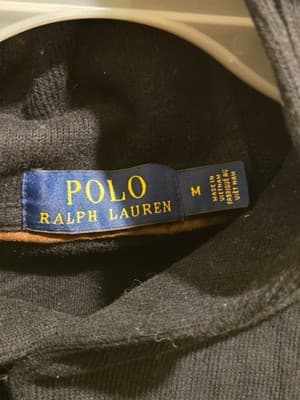 Polo Ralph Lauren Sweater Men's M Black Collar Pullover Pony Logo Long Sleeve - Thumbnail 2