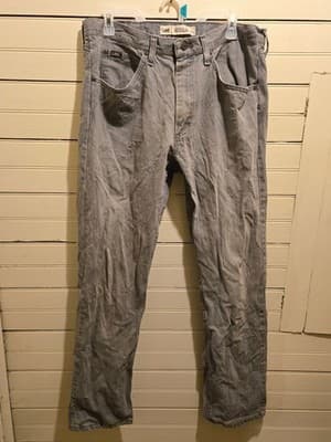 Lee Jeans Mens 36x32 Gray Straight Leg Regular Fit Denim Pants Classic Workwear - Image 1