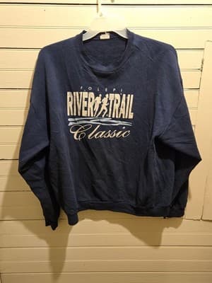 River Trail Classic Sweatshirt Mens Looks Like XL Navy no Tag Crewneck Graphic - Image 1