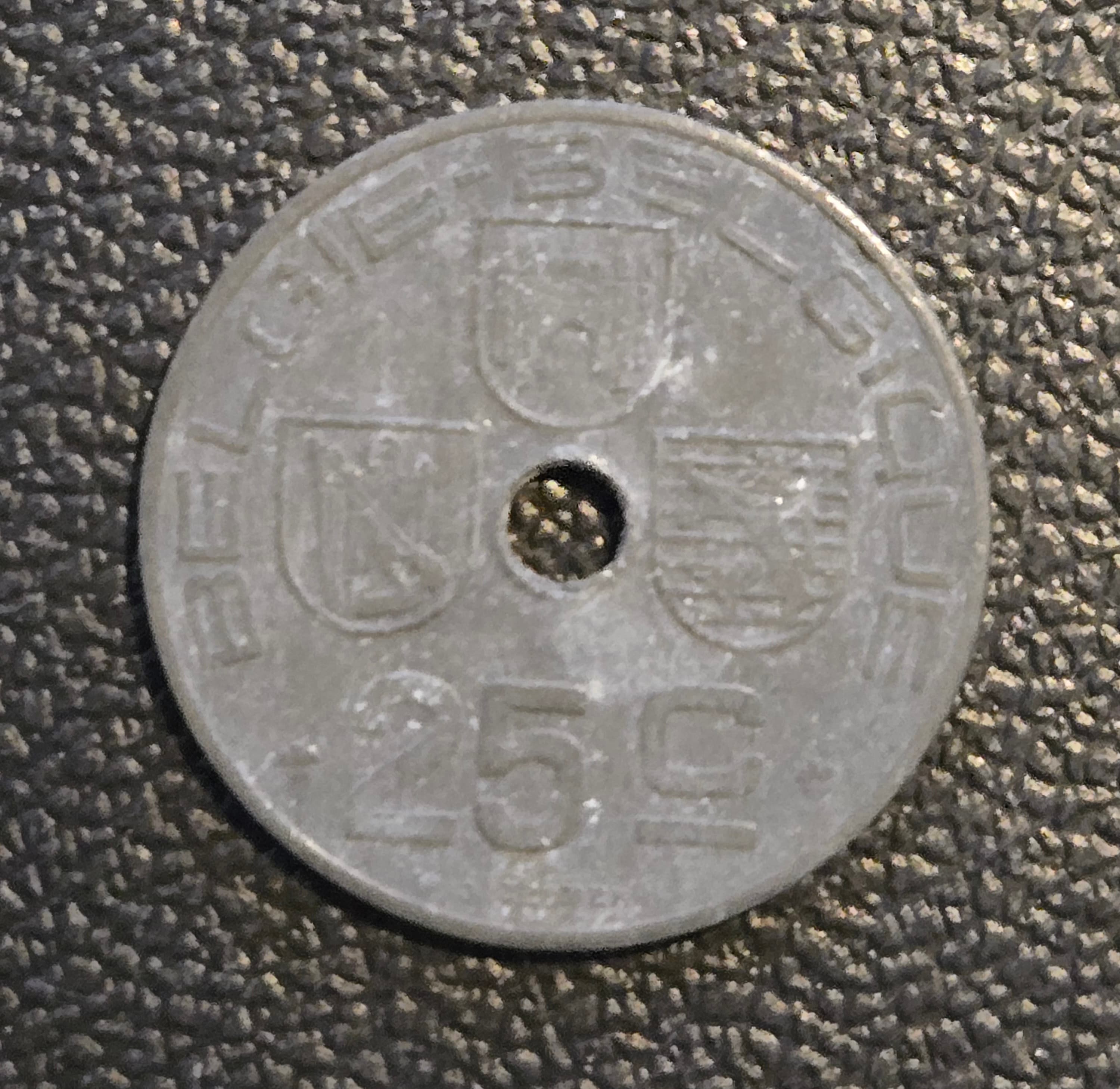 1944 Belgium 25 Centimes Fine Condition, Uncertified - Thumbnail 2