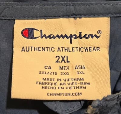 Champion Windbreaker Mens 2XL Blue Hooded Pullover Half Zip Anorak Jacket Sport - Thumbnail 2