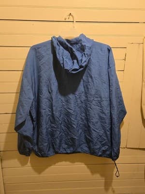 Champion Windbreaker Mens 2XL Blue Hooded Pullover Half Zip Anorak Jacket Sport - Thumbnail 3