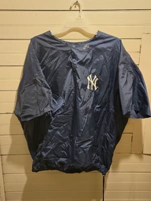 Rawlings Pullover Jacket Mens 3XL Yankees Navy Short Sleeve Windbreaker Logo - Image 1