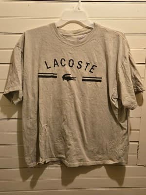 Lacoste Sport Tee Mens 2XL Crocodile Logo Short Sleeve Casual Gray Shirt - Image 1