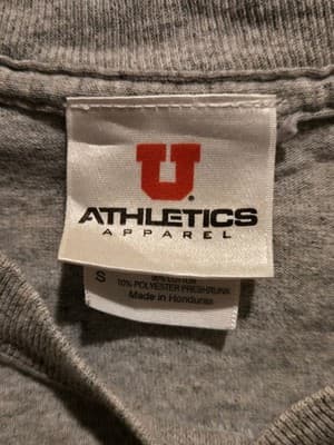 Utah Athletics Apparel T-Shirt Mens S Gray Long Sleeve U Logo Feather - Thumbnail 2