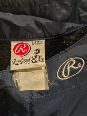 Rawlings Pullover Jacket Mens 3XL Yankees Navy Short Sleeve Windbreaker Logo - Thumbnail 2